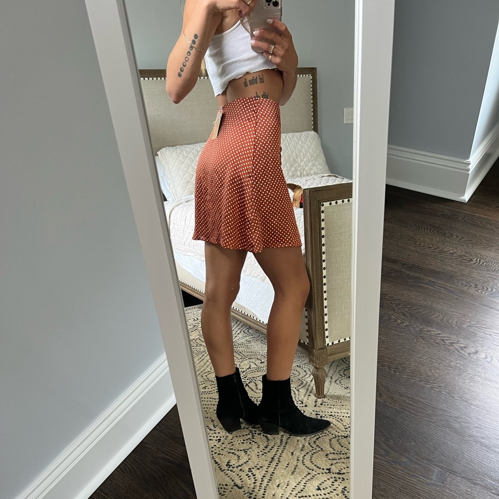 Satin polka dot skirt